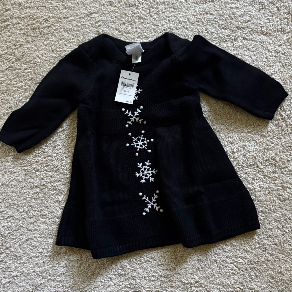 Hanna Black Snowflake Knit Dress NWT
